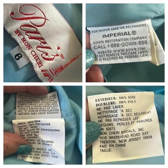 Turquoise Blue Silk Corset Halter Evening Prom Gown - Picture 15 of 16